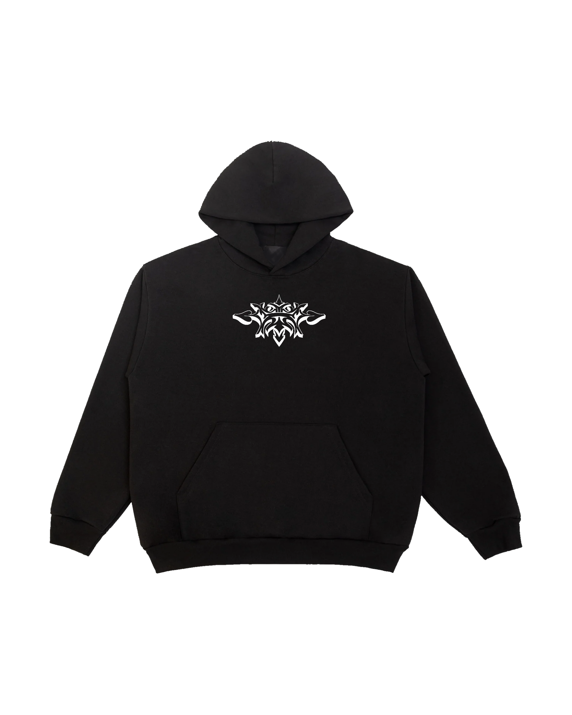 Hoodie SIZ negro con obra PEW1 aplicada