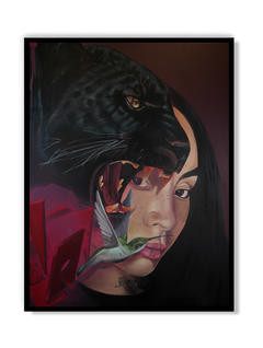 "Rugido" — pintura original de Nicolás Sark PEW1, óleo y aerosol sobre tela